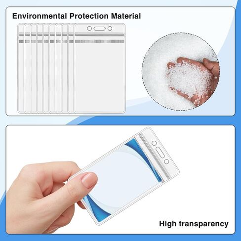 10-Pack ID Badge Holder Vertical Waterproof Clear Plastic Name Tag Holder Fits for Cruise Ship Card, Gift Card, Credit Card, Driver's License, Name Badge Holders for School and Office in Saudi Arabia
