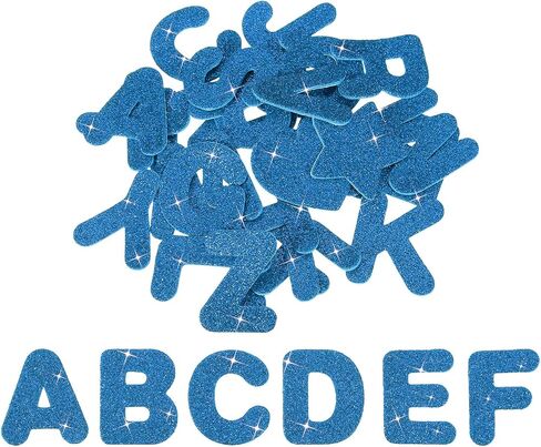 PATIKIL Alphabet Foam Stickers, 104Pcs Letters A-Z EVA Self Adhesive Glitters Foam Shape Sticker Craft Supplies for Scrapbook Card DIY Making Home Decor, Blue in Saudi Arabia