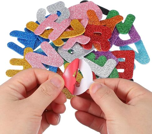 PATIKIL Alphabet Foam Stickers, 104Pcs Letters A-Z EVA Self Adhesive Glitters Foam Shape Sticker Craft Supplies for Scrapbook Card DIY Making Home Decor, Blue in Saudi Arabia