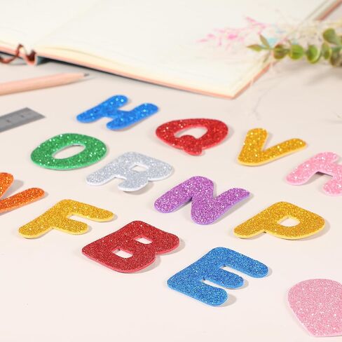 PATIKIL Alphabet Foam Stickers, 104Pcs Letters A-Z EVA Self Adhesive Glitters Foam Shape Sticker Craft Supplies for Scrapbook Card DIY Making Home Decor, Blue in Saudi Arabia