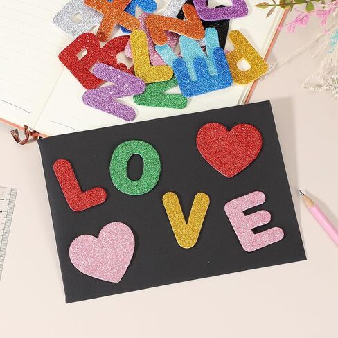 PATIKIL Alphabet Foam Stickers, 104Pcs Letters A-Z EVA Self Adhesive Glitters Foam Shape Sticker Craft Supplies for Scrapbook Card DIY Making Home Decor, Blue in Saudi Arabia