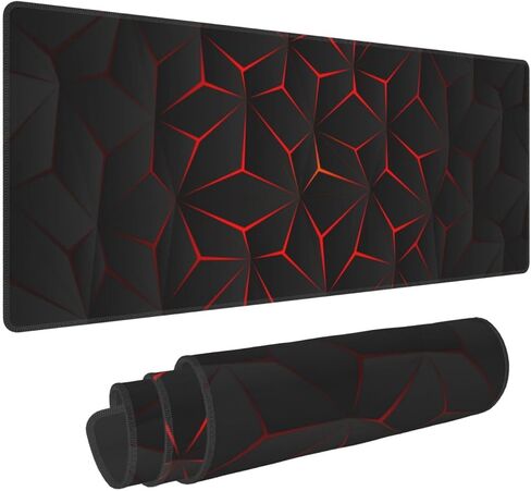 Black and Red Gaming Mouse Pad XL Large Desk Mat Non Slip Rubber Extra Mousepad with Stitched Edges Long Extended Keyboard Pads for Computer Laptop Office Home 31.5'' X 11.8'' in Saudi Arabia