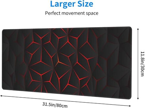 Black and Red Gaming Mouse Pad XL Large Desk Mat Non Slip Rubber Extra Mousepad with Stitched Edges Long Extended Keyboard Pads for Computer Laptop Office Home 31.5'' X 11.8'' in Saudi Arabia