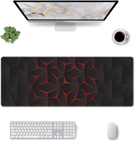 Black and Red Gaming Mouse Pad XL Large Desk Mat Non Slip Rubber Extra Mousepad with Stitched Edges Long Extended Keyboard Pads for Computer Laptop Office Home 31.5'' X 11.8'' in Saudi Arabia