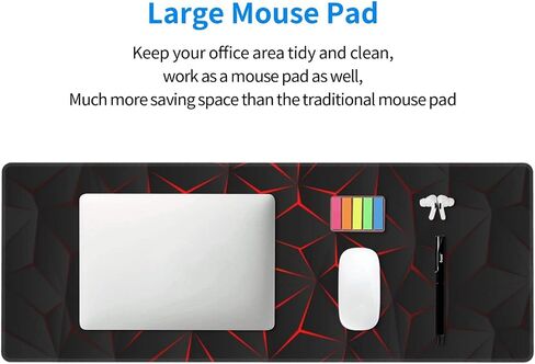 Black and Red Gaming Mouse Pad XL Large Desk Mat Non Slip Rubber Extra Mousepad with Stitched Edges Long Extended Keyboard Pads for Computer Laptop Office Home 31.5'' X 11.8'' in Saudi Arabia