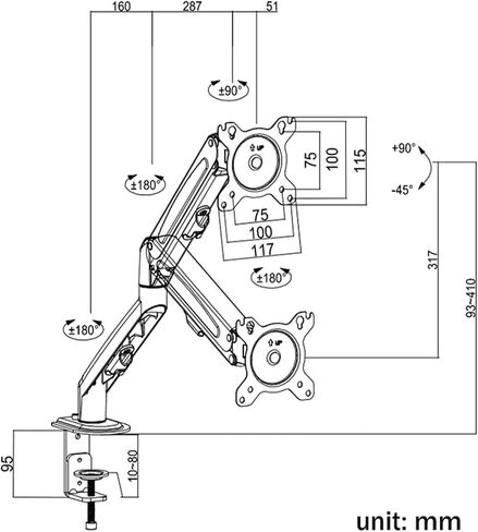 GC08-12 Desktop Monitor Mounting Bracket, Suitable for 13 to 27 Inch LCD Screen Rotation and Tilt Adjustment Monitor Desktop Bracket(Black) in Saudi Arabia