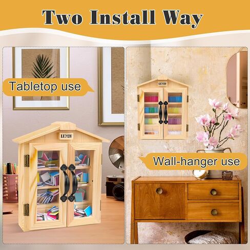 رف كتب لوكيف ميني القلق مع كتب DIY فارغة ، مصغرة الكتب زخرفة الزخرفة الإجهاد الإجهاد الرف الصغير مع 4 طبقة خشبية خزانة مصغرة للديكور (الخشب+250 كتاب) in Kuwait