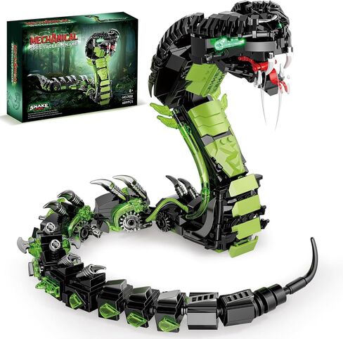 Mechanical Snake Building Set, Ideas Horror Cobra Animal Toy Display Model for Adults, Compatible with Lego Dragon, STEM Gift for Teens Kids Boys Ages 8+ (689 PCS) in Saudi Arabia