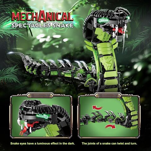 Mechanical Snake Building Set, Ideas Horror Cobra Animal Toy Display Model for Adults, Compatible with Lego Dragon, STEM Gift for Teens Kids Boys Ages 8+ (689 PCS) in Saudi Arabia