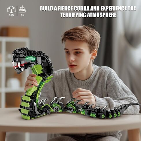 Mechanical Snake Building Set, Ideas Horror Cobra Animal Toy Display Model for Adults, Compatible with Lego Dragon, STEM Gift for Teens Kids Boys Ages 8+ (689 PCS) in Saudi Arabia