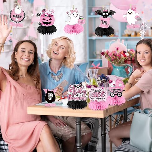 Biswiter 12Psc A Little Boo is Almost Due Baby Shower Centerpieces, Little Boo Baby Shower Decorations, Pink Halloween a Baby is Brewing, Halloween Baby Decorations for Girl in Kuwait