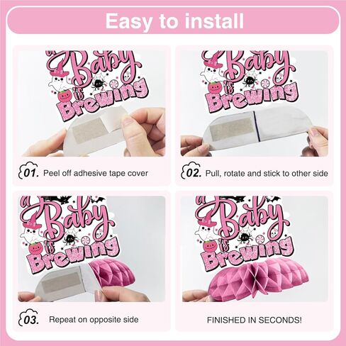 Biswiter 12Psc A Little Boo is Almost Due Baby Shower Centerpieces, Little Boo Baby Shower Decorations, Pink Halloween a Baby is Brewing, Halloween Baby Decorations for Girl in Kuwait