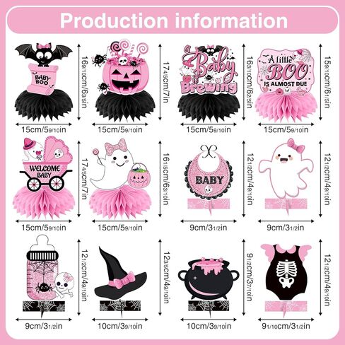 Biswiter 12Psc A Little Boo is Almost Due Baby Shower Centerpieces, Little Boo Baby Shower Decorations, Pink Halloween a Baby is Brewing, Halloween Baby Decorations for Girl in Kuwait