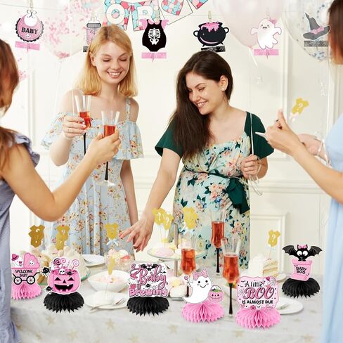 Biswiter 12Psc A Little Boo is Almost Due Baby Shower Centerpieces, Little Boo Baby Shower Decorations, Pink Halloween a Baby is Brewing, Halloween Baby Decorations for Girl in Kuwait