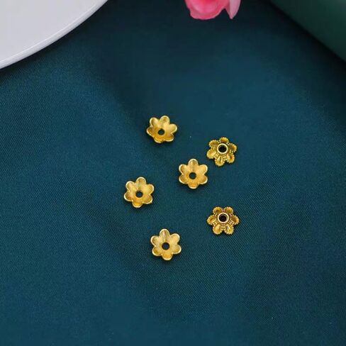 JMassyang 300 PCS 6mm شكل زهرة السليمة المعدنية مرتفعة حبات ميني فضفاضة القبعات حبة السوار لأقراط قلادة DIY حبل المجوهرات صنع ديكور المنزل (الذهب) in Kuwait