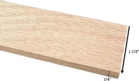 1/4" x 1-1/2" x 6' Red Oak Board, Solid American Hardwood, Unfinished, Thin Sawn, Perfect for Slat Wall, Woodworking, or Edging (10) in Saudi Arabia