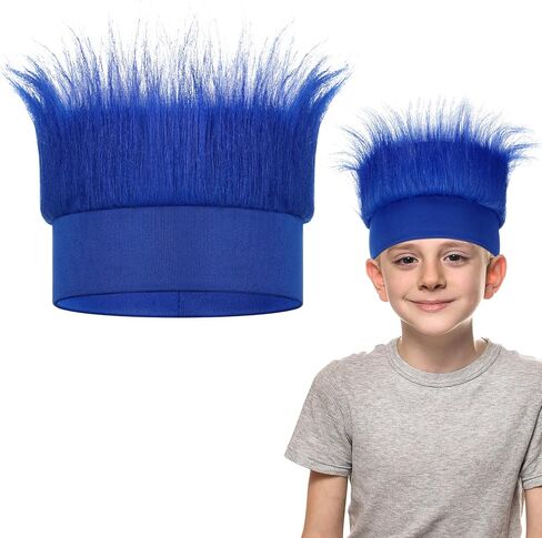 Hairy Headband Fun Wig Crazy Hair Day Accessories Funny Hats Halloween Costumes Outfit Party Favor(Dark Blue,Simple) in Saudi Arabia
