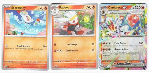 Cinderace ex 028/142 - Stellar Crown Pokemon Card Lot - Raboot & Scorbunny in Saudi Arabia