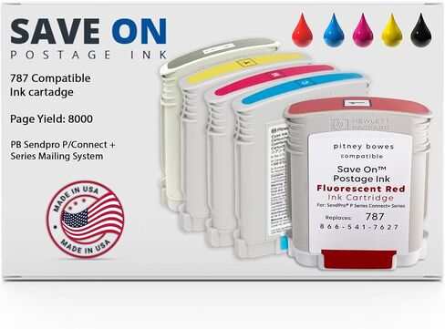 Save On Postage Ink 787-0 Compatible PB Sendpro P/Connect + Series Mailing System 787-0 High Yield Red Ink Cartridge - Postage Meter Cartridge in Kuwait