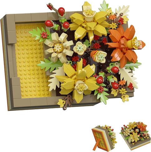 Hibiscus mini flower diy building building للأطفال والبالغين ، مجموعة ديكور لعبة إطار صورة نبات نباتي ديكور مكتب المنزل in Kuwait