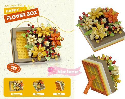 Hibiscus mini flower diy building building للأطفال والبالغين ، مجموعة ديكور لعبة إطار صورة نبات نباتي ديكور مكتب المنزل in Kuwait