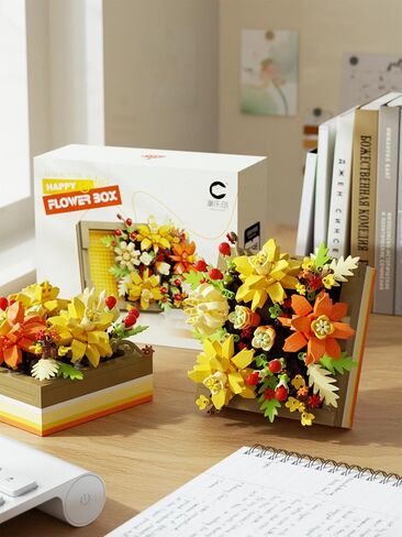 Hibiscus mini flower diy building building للأطفال والبالغين ، مجموعة ديكور لعبة إطار صورة نبات نباتي ديكور مكتب المنزل in Kuwait