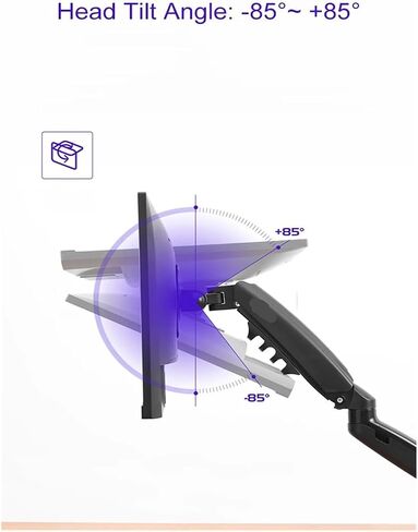 F80 gas spring 17-30 inch desktop LED LCD monitor mounting bracket arm Ergonomic gas spring flexible installation load 2~9 kg(Matte Charcoal NoUSB) in Saudi Arabia