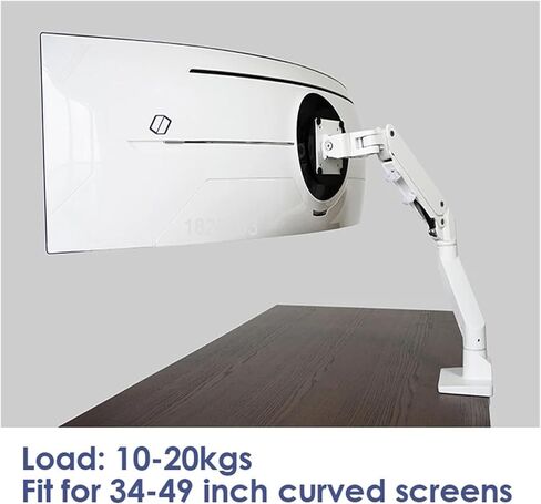 S500 Aluminum Gas Spring Arm 34-49 Inch Curved Screen Monitor Stand Large Monitor Stand Bearing 20kg(White) in Kuwait