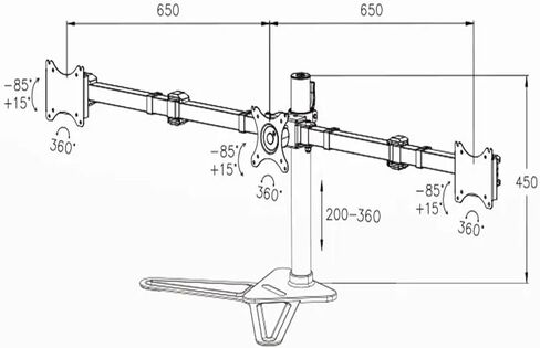 D2T Desktop 10"-30" Triple Monitor Stand Full Movement Lifting 3 Screen Monitor Stand Mounting Arms Each Bearing 10kg in Kuwait