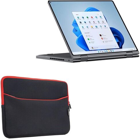BoxWave Case Compatible with Chuwi MiniBook X - SoftSuit with Pocket, Soft Pouch Neoprene Cover Sleeve Zipper Pocket - Jet Black with Red Trim in Saudi Arabia