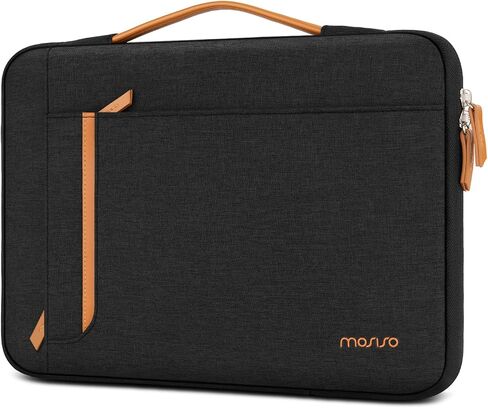 MOSISO 360 Protective Laptop Case 13-14 inch, 13.3 inch Laptop Sleeve Compatible with MacBook Air/Pro 13 / Pro 14,HP Dell Acer ASUS,Side Open Carrying Case Bag with Horizontal&Vertical Pockets, Black in Saudi Arabia