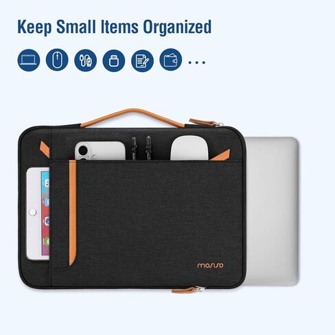 MOSISO 360 Protective Laptop Case 13-14 inch, 13.3 inch Laptop Sleeve Compatible with MacBook Air/Pro 13 / Pro 14,HP Dell Acer ASUS,Side Open Carrying Case Bag with Horizontal&Vertical Pockets, Black in Saudi Arabia