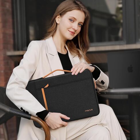 MOSISO 360 Protective Laptop Case 13-14 inch, 13.3 inch Laptop Sleeve Compatible with MacBook Air/Pro 13 / Pro 14,HP Dell Acer ASUS,Side Open Carrying Case Bag with Horizontal&Vertical Pockets, Black in Saudi Arabia