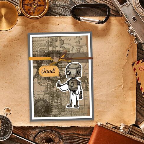 Globleland Robot Clear Stamp Robot Cutting يموت إطار يموت نصًا يوميًا من السيليكون سيليكون ختمًا صافيًا ، قم بتصحيح قطع الفقاعة المعدنية لصنع البطاقات و DIY Decossing Scrapbooking Craft Decor in Saudi Arabia