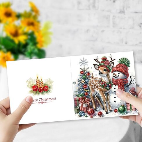 YGBABY 12 حزم DIY 5D Diamond Painting بطاقات عيد الميلاد بطاقات عيد الميلاد للبالغين عيد الميلاد الثلج الثلوج in Kuwait