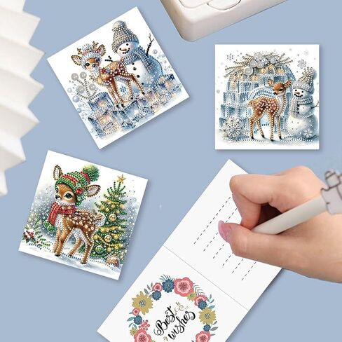 YGBABY 12 حزم DIY 5D Diamond Painting بطاقات عيد الميلاد بطاقات عيد الميلاد للبالغين عيد الميلاد الثلج الثلوج in Kuwait
