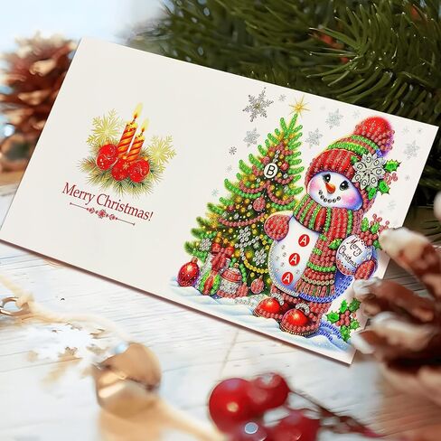 YGBABY 12 حزم DIY 5D Diamond Painting بطاقات عيد الميلاد بطاقات عيد الميلاد للبالغين عيد الميلاد الثلج الثلوج in Kuwait