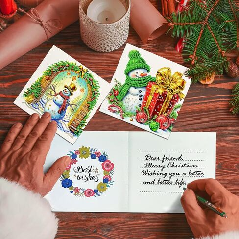 YGBABY 12 حزم DIY 5D Diamond Painting بطاقات عيد الميلاد بطاقات عيد الميلاد للبالغين عيد الميلاد الثلج الثلوج in Kuwait