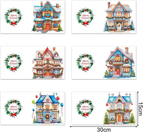 YGbaby 12 Packs DIY 5D Diamond Painting Christmas Cards Kits for Adults Christmas Snowman Diamond Art Greeting Cards Merry Christmas Cards Art Craft Gifts for Family and Friends in Saudi Arabia