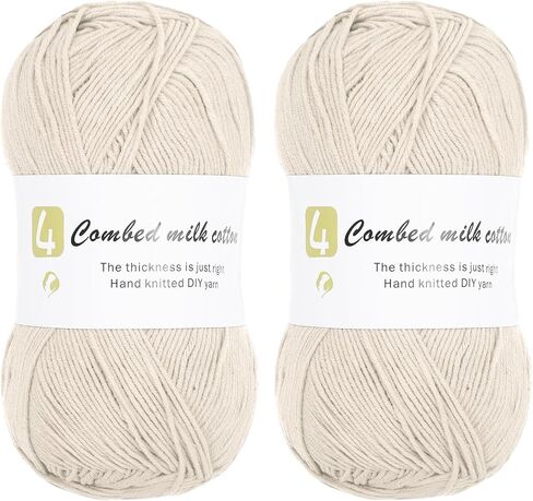 Cotton Yarn, 60% Cotton, 40% Acrylic Soft Knitting Yarn [for Hand DIY Bag Cushion Crocheting Knitting ] -2 Packages of 100g/3.52oz(Per Skein 100g/361yards)/Light Gray in Saudi Arabia