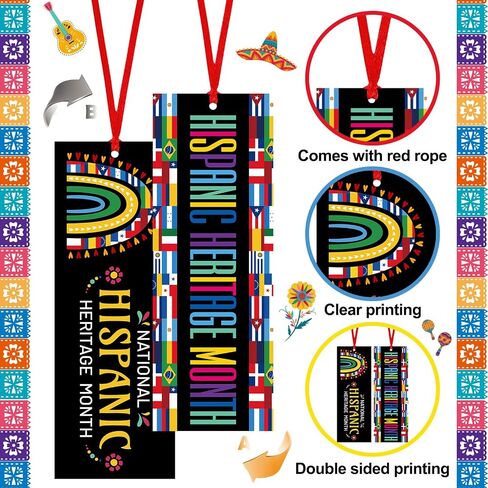 120 Pcs Hispanic Heritage Month Bookmarks with Ribbons Latin American Countries Flags Bookmarks Hispanic Heritage Month Gifts for Student Rewards Classroom Handout Supplies (Style A) in Saudi Arabia