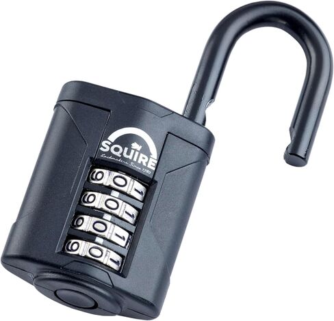 قفل Squire شديد التحمل (CP40BLACK) - أقوى تكبل فولاذي - قفل مجموعة 4 عجلات بعرض 40 مم (أسود) - سبائك فولاذية لمقاومة التآكل - قفل مقاوم للطقس للمنزل والمدرسة والمرآب in Kuwait
