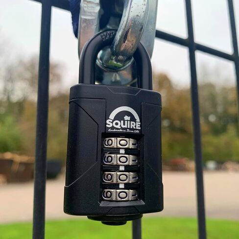 قفل Squire شديد التحمل (CP40BLACK) - أقوى تكبل فولاذي - قفل مجموعة 4 عجلات بعرض 40 مم (أسود) - سبائك فولاذية لمقاومة التآكل - قفل مقاوم للطقس للمنزل والمدرسة والمرآب in Kuwait