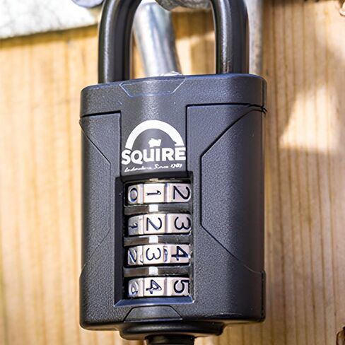 قفل Squire شديد التحمل (CP40BLACK) - أقوى تكبل فولاذي - قفل مجموعة 4 عجلات بعرض 40 مم (أسود) - سبائك فولاذية لمقاومة التآكل - قفل مقاوم للطقس للمنزل والمدرسة والمرآب in Kuwait