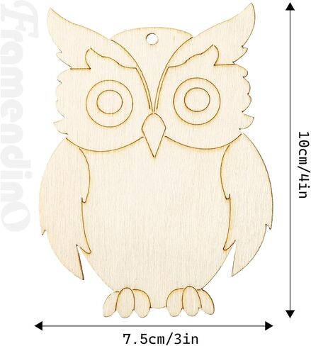 Framendino, 30 Pack Owl Wood Cutouts Standing Owls Shaped Blank Wooden Slices Unfinished Bird Cutout Birds Hanging Tag for Home Decorations in Saudi Arabia