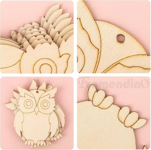 Framendino, 30 Pack Owl Wood Cutouts Standing Owls Shaped Blank Wooden Slices Unfinished Bird Cutout Birds Hanging Tag for Home Decorations in Saudi Arabia