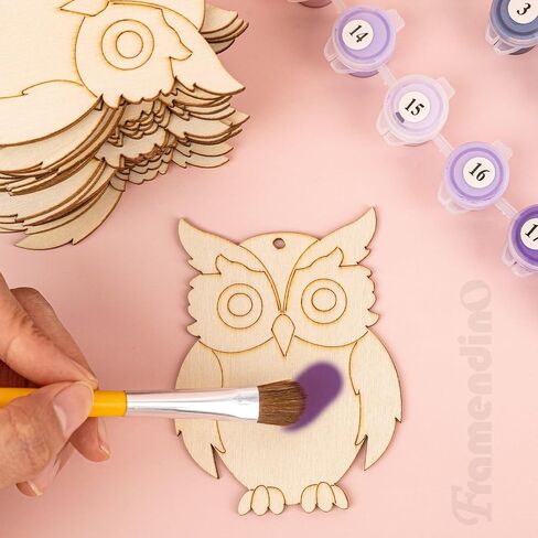 Framendino, 30 Pack Owl Wood Cutouts Standing Owls Shaped Blank Wooden Slices Unfinished Bird Cutout Birds Hanging Tag for Home Decorations in Saudi Arabia