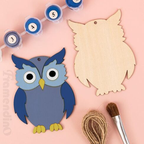 Framendino, 30 Pack Owl Wood Cutouts Standing Owls Shaped Blank Wooden Slices Unfinished Bird Cutout Birds Hanging Tag for Home Decorations in Saudi Arabia