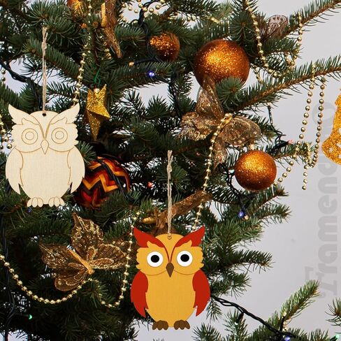 Framendino, 30 Pack Owl Wood Cutouts Standing Owls Shaped Blank Wooden Slices Unfinished Bird Cutout Birds Hanging Tag for Home Decorations in Saudi Arabia