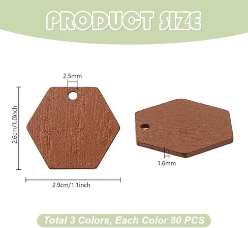 Ph Pandahall 240pcs 3 ألوان 1 بوصة معلقات خشبية غير مصبوبة ، غير مكتملة من الخشب غير المكتم in Kuwait